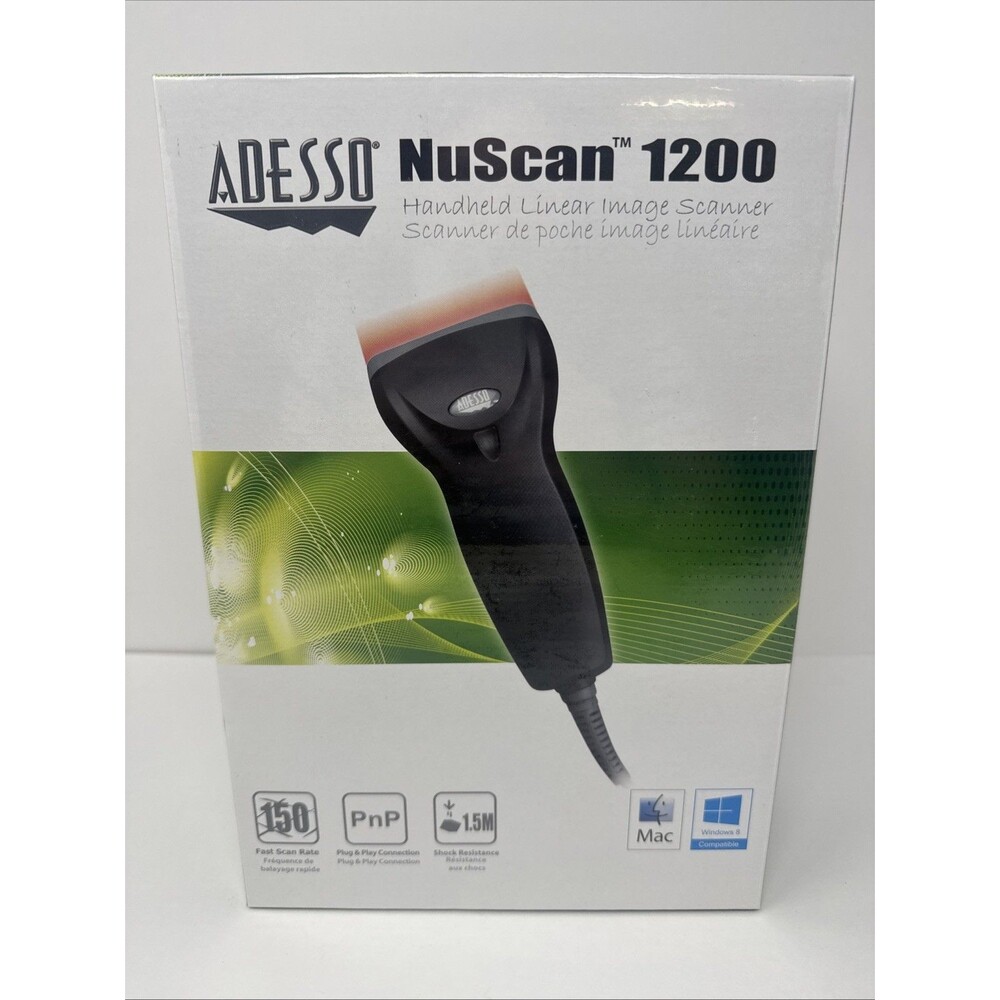Adesso NuScan 1200 Handheld Contact CCD Barcode Scanner PnP 1.5M drop test NEW